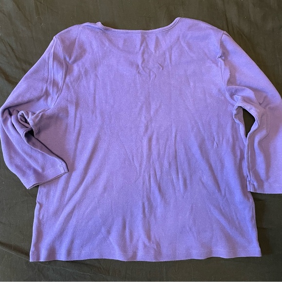 4/$20 | Purple 3/4 Sleeve T-Shirt with Beaded neckline - Picture 4 of 8